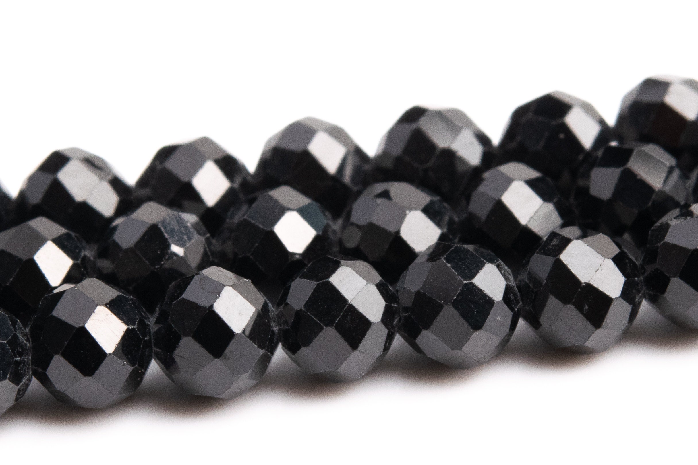 3-4 Mm Black Tourmaline Beads Brazil Aaa Genuine Natural Gemstone Full Strand Faceted Round Loose Beads 15" Bulk Lot Options (107689-2507)