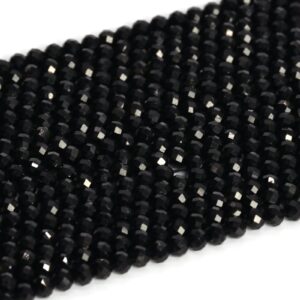 3mm Black Tourmaline Beads Brazil Aaa Genuine Natural Gemstone Full Strand Faceted Round Loose Beads 15" Bulk Lot Options (107688-2506)