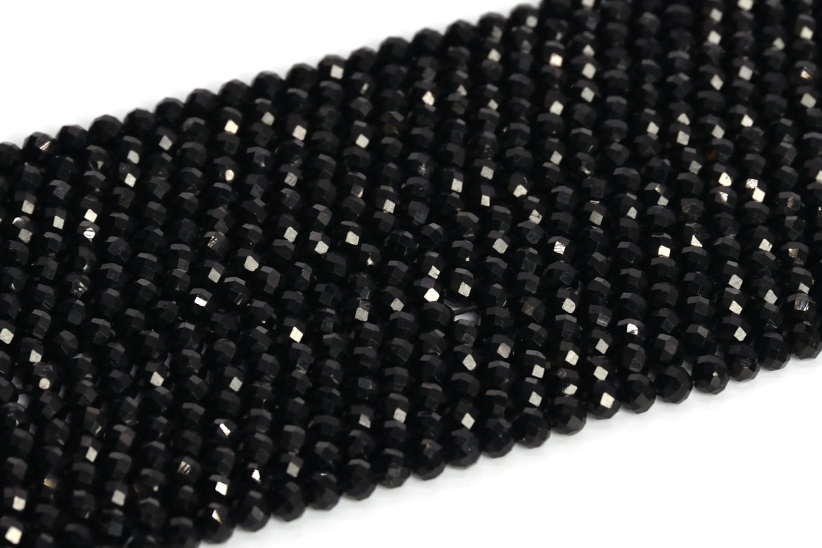3mm Black Tourmaline Beads Brazil Aaa Genuine Natural Gemstone Full Strand Faceted Round Loose Beads 15" Bulk Lot Options (107688-2506)