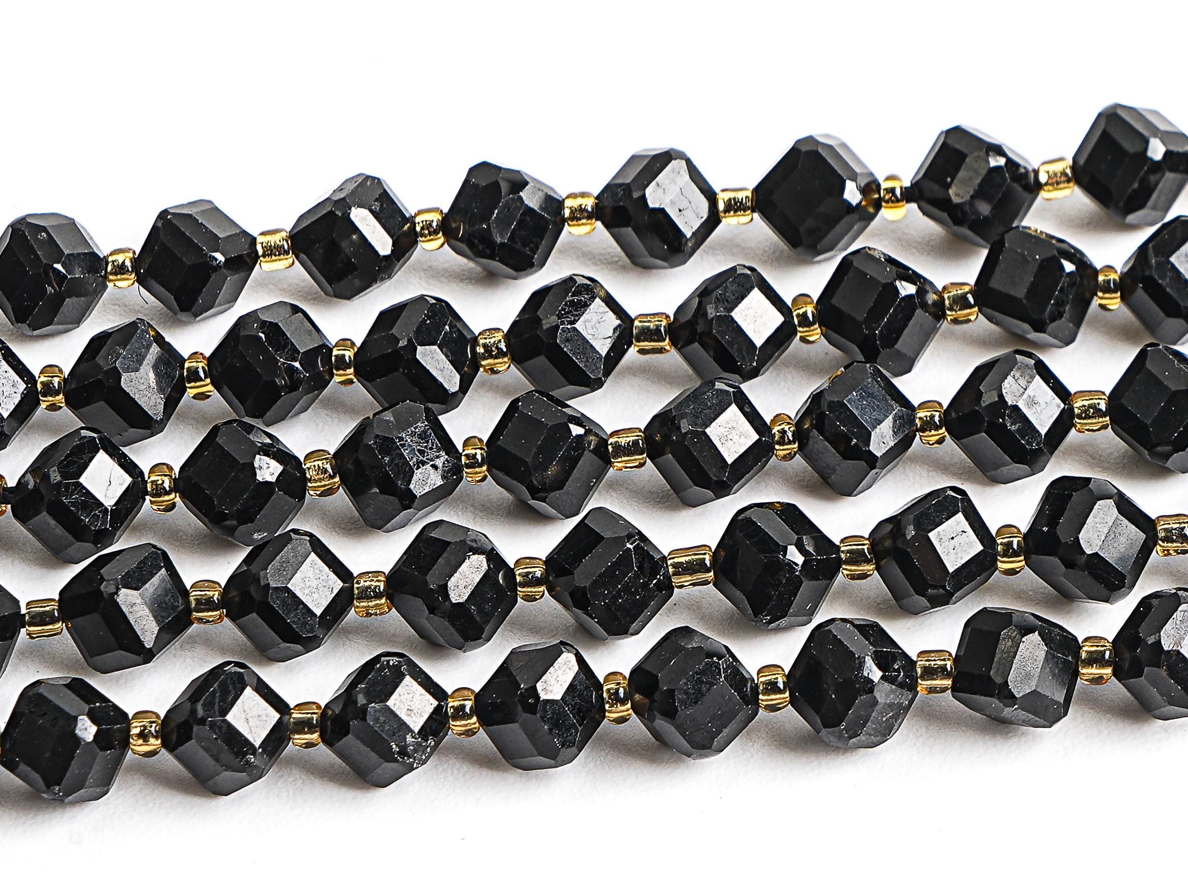 4x6mm Black Tourmaline Beads Grade Aa Genuine Natural Gemstone Faceted Cube Loose Beads 15"/7.5" Bulk Lot Options