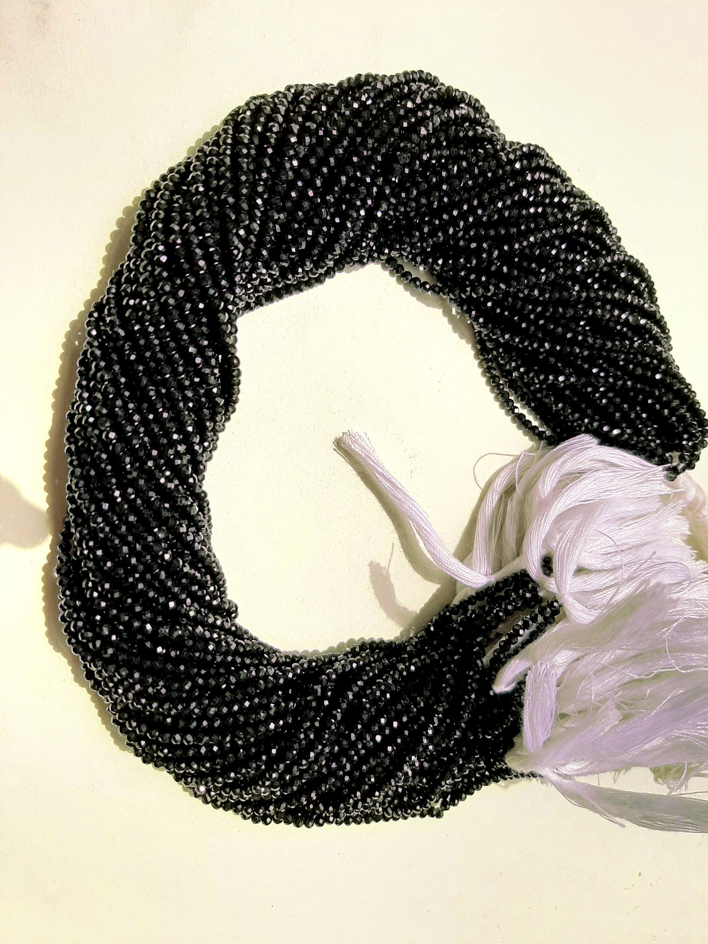 5 Strand Prime Quality Natural Black Tourmaline Faceted Rondelle Beads Gemstone Beads Rondelle Machine Cut Beads 2mm Beads Wholesale Beads