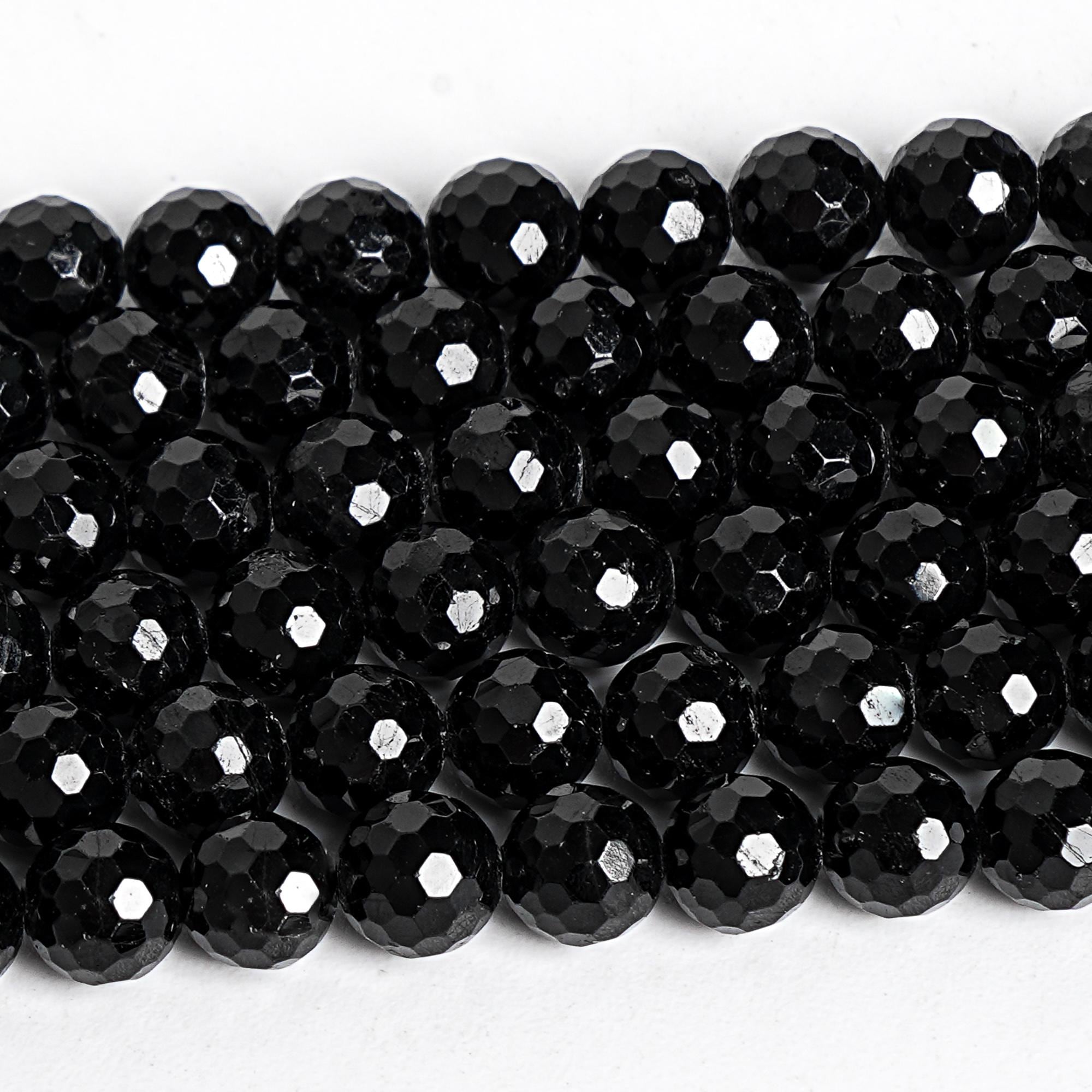 6mm Black Tourmaline Beads Aaa Genuine Natural Gemstone Micro Faceted Round Loose Beads 15" / 7" Bulk Lot Options (106719)