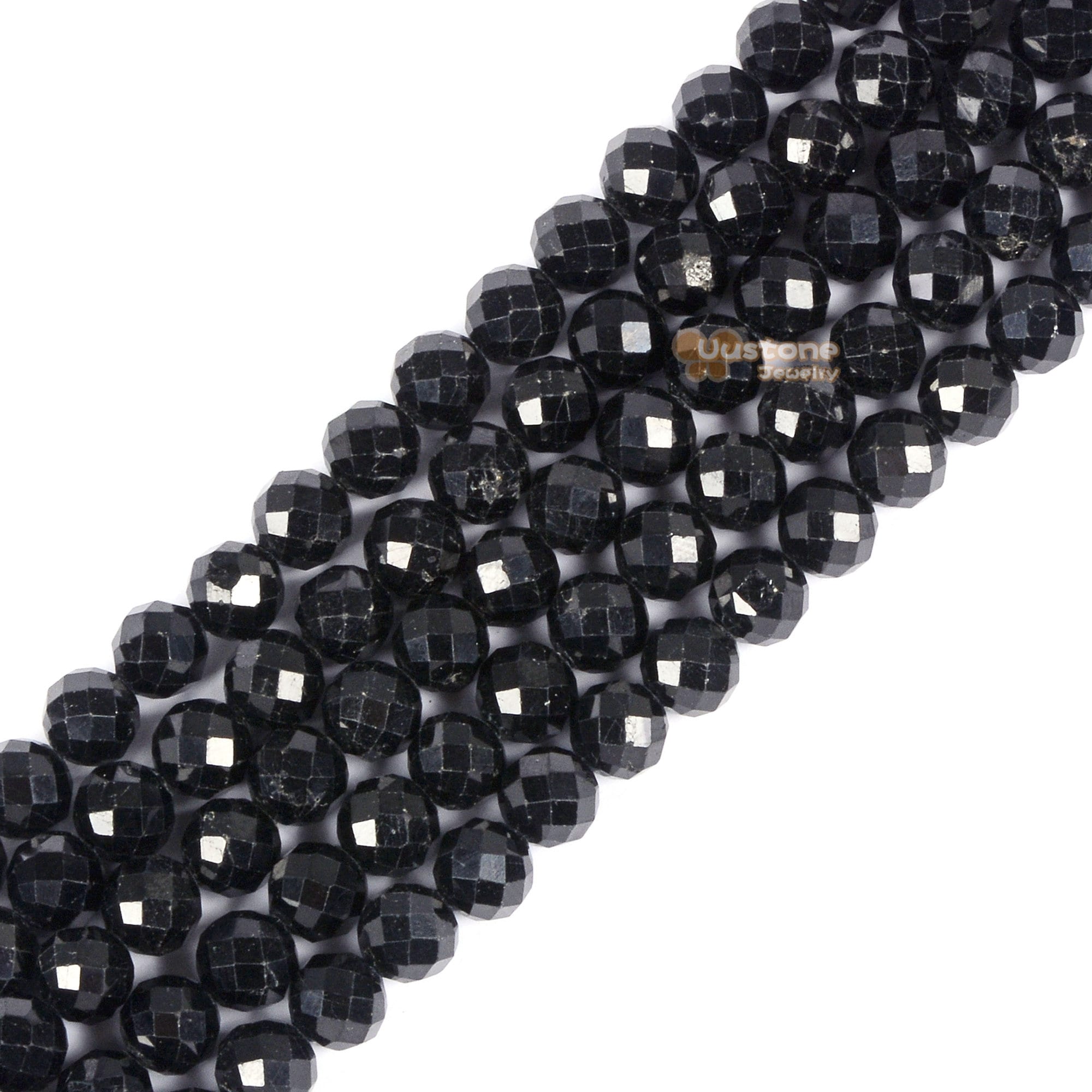6mm Faceted Black Tourmaline Round Ball Loose Beads Diy Jewelry Making Beads Strand 15.5-16"