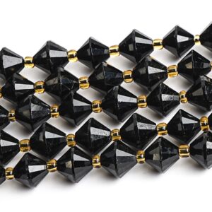 8MM Black Tourmaline Beads Grade A+ Genuine Natural Gemstone Bicone Faceted Loose Beads 15"/7.5" Bulk Lot Options(126709) 8MM Black Tourmaline Beads Grade A+ Genuine Natural Gemstone Bicone Faceted Loose Beads 15"/7.5" Bulk Lot Options(126709)