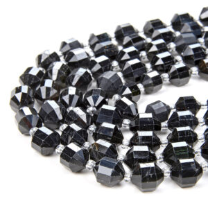 8mm Natural Black Tourmaline Gemstone Grade A Faceted Prism Double Point Cut Loose Beads (d29) 8mm Natural Black Tourmaline Gemstone Grade A Faceted Prism Double Point Cut Loose Beads (d29)