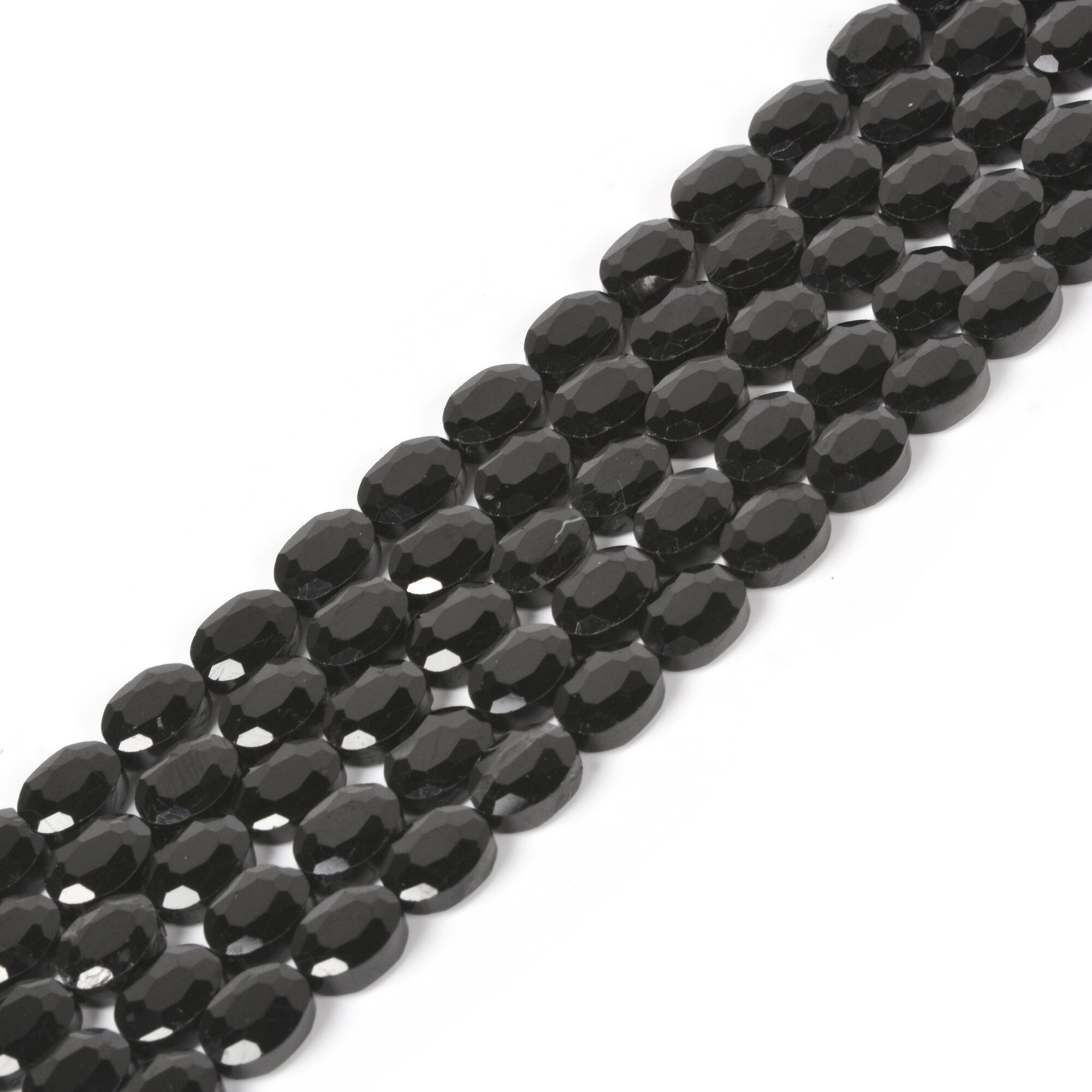 8mm Faceted Natural Black Tourmaline Oval Loose Beads 15.5"