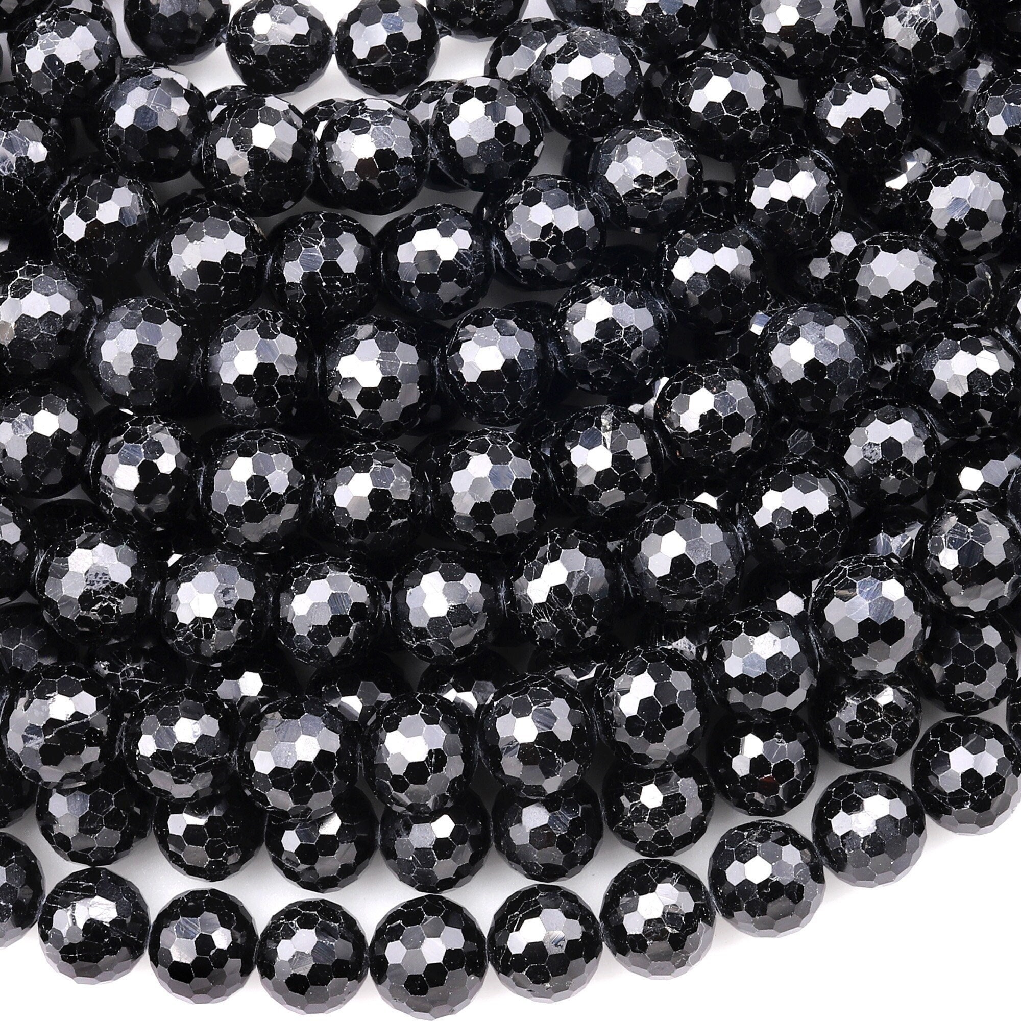 Aaa Faceted Natural Black Tourmaline Beads Faceted 6mm 8mm Round Beads Sparkling Black Gemstone 15.5" Strand Aaa Faceted Natural Black Tourmaline Beads Faceted 6mm 8mm Round Beads Sparkling Black Gemstone 15.5" Strand