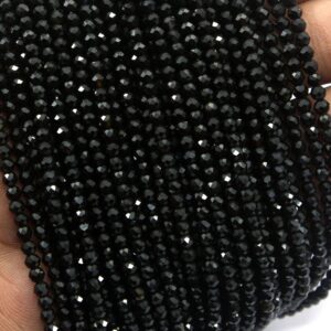 Black Tourmaline Gemstone Beads: 3mm Faceted Rondelle, 13 Inch Strand Black Tourmaline Gemstone Beads: 3mm Faceted Rondelle, 13 Inch Strand