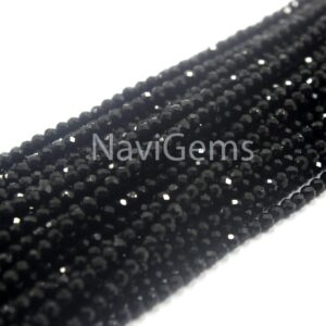Black Tourmaline Gemstone Beads: 2mm Faceted Rondelle Strand, 12.5" Black Tourmaline Gemstone Beads: 2mm Faceted Rondelle Strand, 12.5"