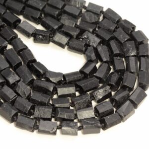 Genuine Natural Rough Black Tourmaline Gemstone Grade Aaa 9x5-11x6mm Faceted Round Tube Loose Beads (a237)
