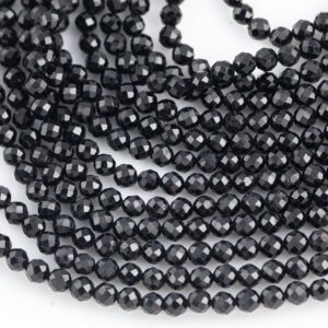 Natural Faceted Black Tourmaline A Grade High Quality in Faceted Round-Full Strand,3mm and 4mm - Wholesale Beads Gemstone Beads Natural Faceted Black Tourmaline A Grade High Quality in Faceted Round-Full Strand,3mm and 4mm - Wholesale Beads Gemstone Beads