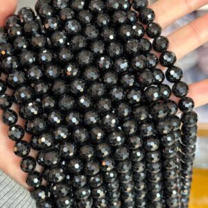 Natural Aaaa Black Tourmaline Faceted Smooth Round Beads,6mm 8mm 10mm Black Tourmaline Beads Wholesale Supply,one Strand 15". Natural Aaaa Black Tourmaline Faceted Smooth Round Beads,6mm 8mm 10mm Black Tourmaline Beads Wholesale Supply,one Strand 15".
