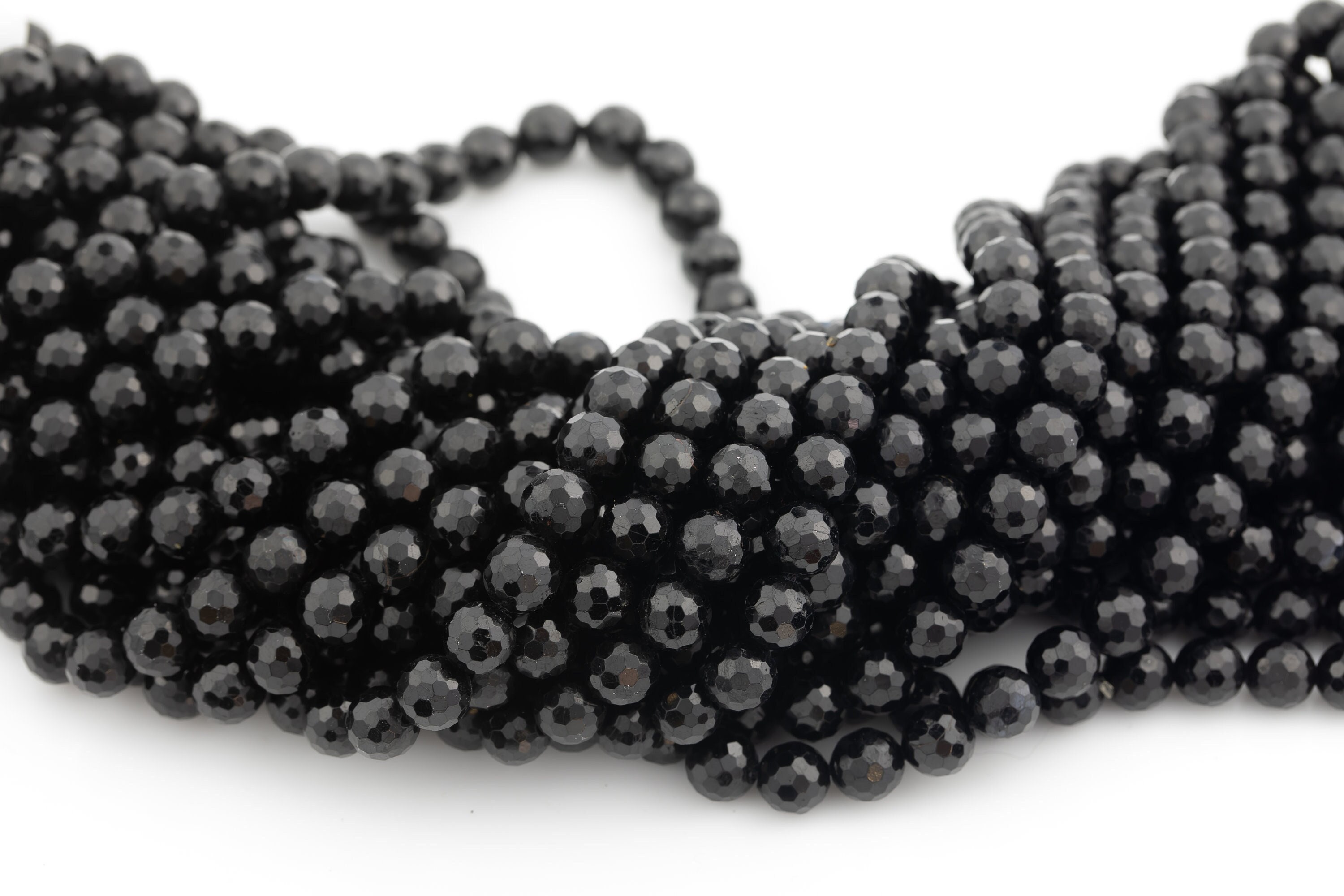 Natural Black Tourmaline Diamond Cut Aaa Grade Sharp Faceted High Quality In Faceted Round 4mm 6mm 8mm Gemstone Beads