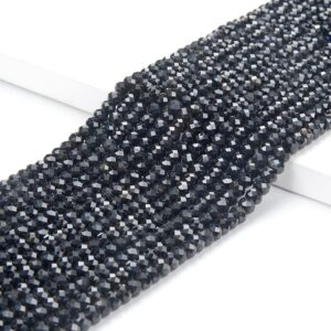 Natural Black Tourmaline Gemstone Grade AA Micro Faceted Rondelle 5X3MM Loose Beads (P90) Natural Black Tourmaline Gemstone Grade AA Micro Faceted Rondelle 5X3MM Loose Beads (P90)