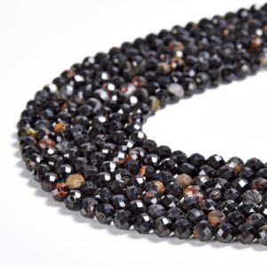 Natural Black Tourmaline Gemstone Micro Faceted Round 3mm 4mm Loose Beads 15 Inch Full Strand (p114) Natural Black Tourmaline Gemstone Micro Faceted Round 3mm 4mm Loose Beads 15 Inch Full Strand (p114)