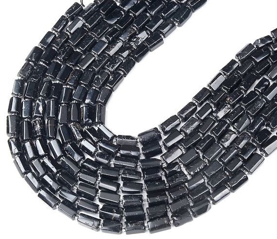 Natural Black Tourmaline Gemstone 12x8mm Faceted Cylinder Round Tube Loose Beadsbulk Lot 1,2,6,12 And 50 (d465)