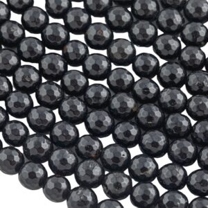 Natural Faceted Black Tourmaline High Quality in Faceted Round-Full Strand, 4mm, 6mm, 8mm, 12mm - Wholesale Beads Gemstone Beads Natural Faceted Black Tourmaline High Quality in Faceted Round-Full Strand, 4mm, 6mm, 8mm, 12mm - Wholesale Beads Gemstone Beads