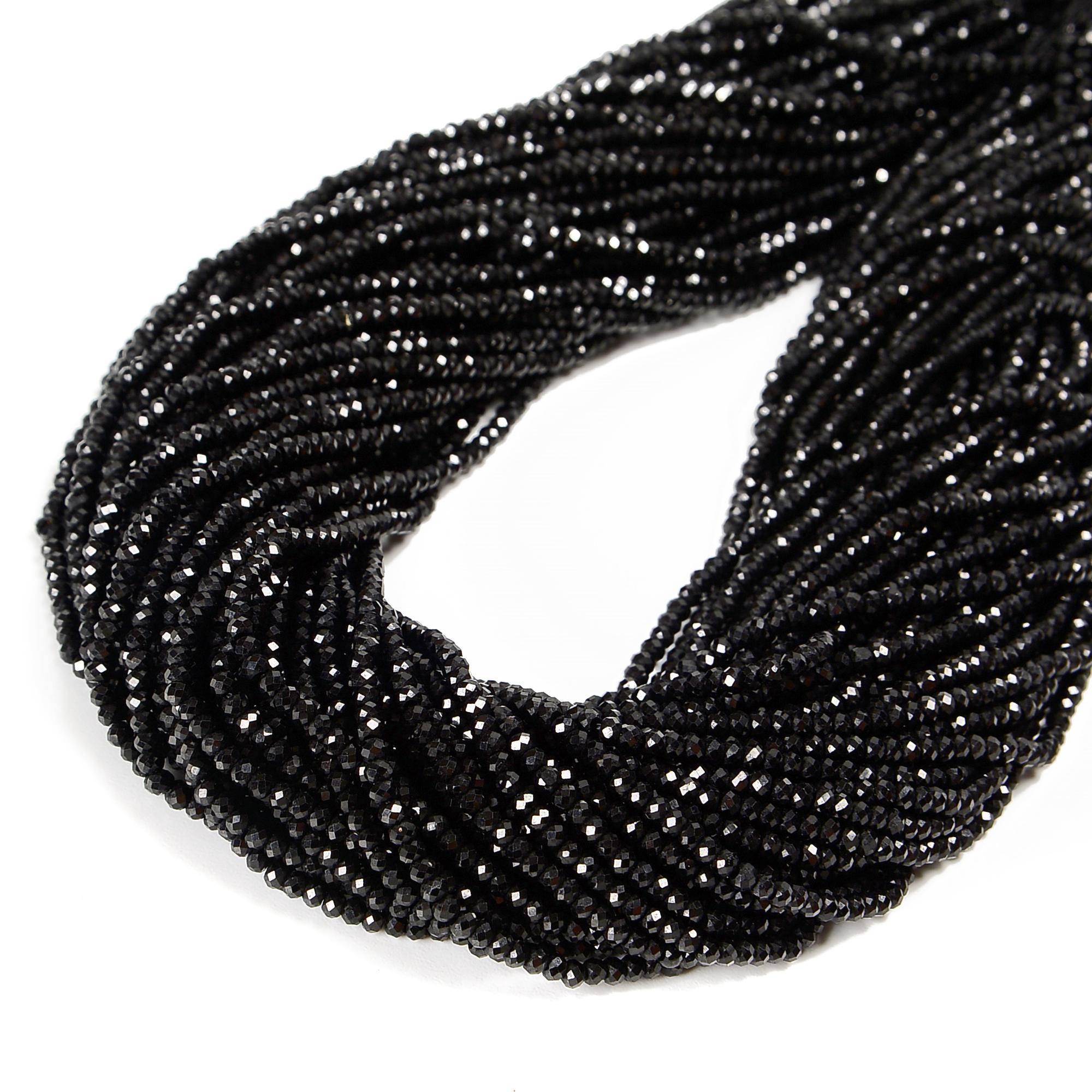 Natural Black Tourmaline Faceted Rondelle Beads 2x3mm 3x4mm 15.5" Strand Natural Black Tourmaline Faceted Rondelle Beads 2x3mm 3x4mm 15.5" Strand