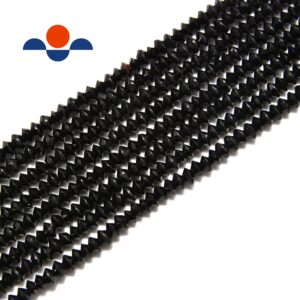 Natural Black Tourmaline Faceted Rondelle Disc Beads 2x3mm 15.5" Strand