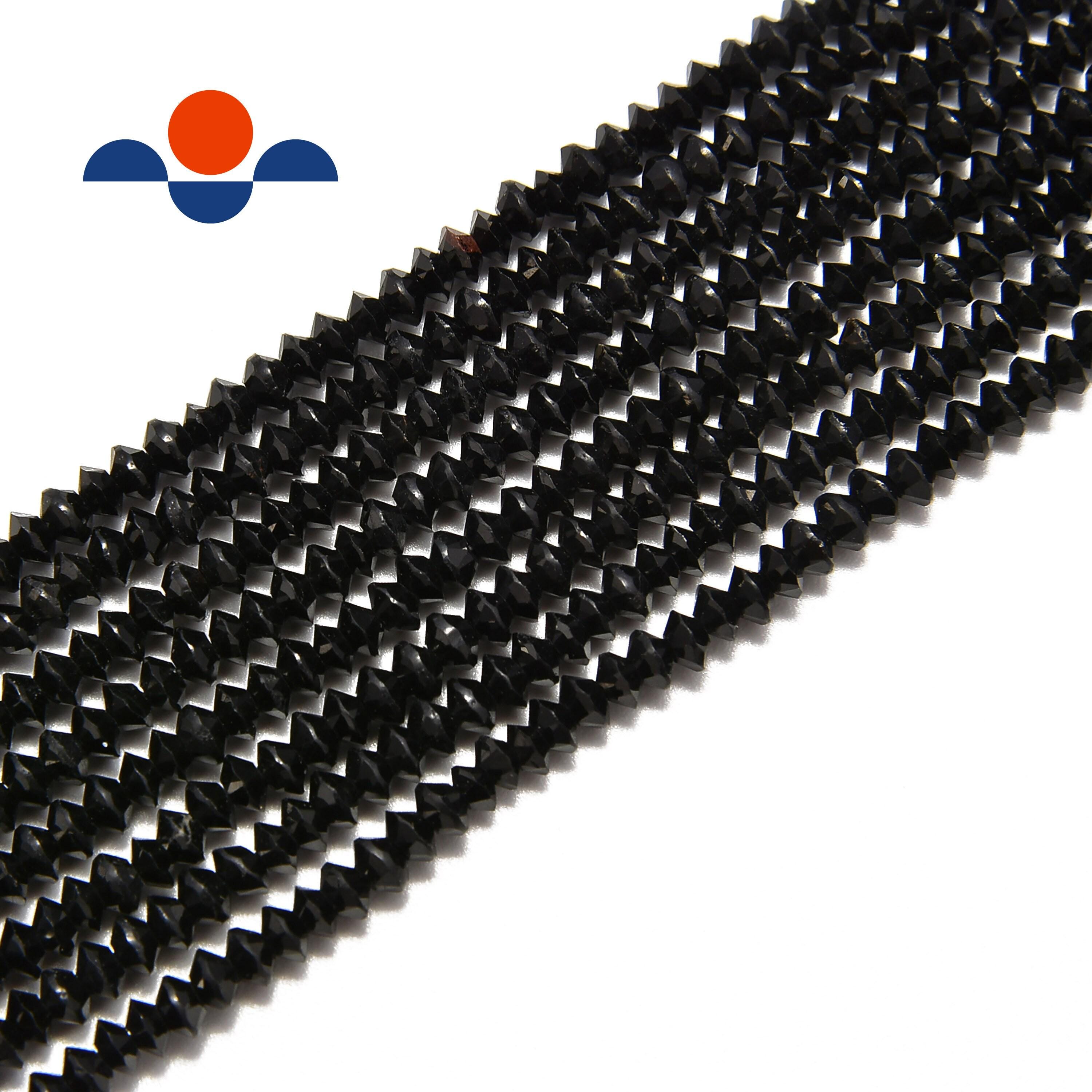 Natural Black Tourmaline Faceted Rondelle Disc Beads 2x3mm 15.5" Strand Natural Black Tourmaline Faceted Rondelle Disc Beads 2x3mm 15.5" Strand
