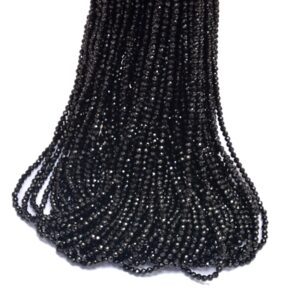 Pack Of 10 Strands - Aaa+ Black Tourmaline 2.5mm Micro Faceted Rondelle Beads | 13" Strand | Natural Tourmaline Semi Precious Gemstone Beads Pack Of 10 Strands - Aaa+ Black Tourmaline 2.5mm Micro Faceted Rondelle Beads | 13" Strand | Natural Tourmaline Semi Precious Gemstone Beads