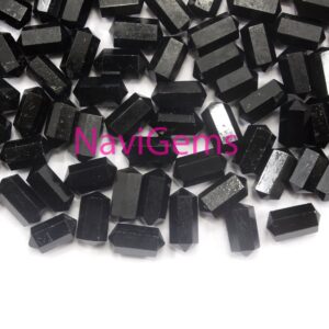 Faceted Black Tourmaline Pencil Beads: 5x10mm Double Point Gemstone Faceted Black Tourmaline Pencil Beads: 5x10mm Double Point Gemstone