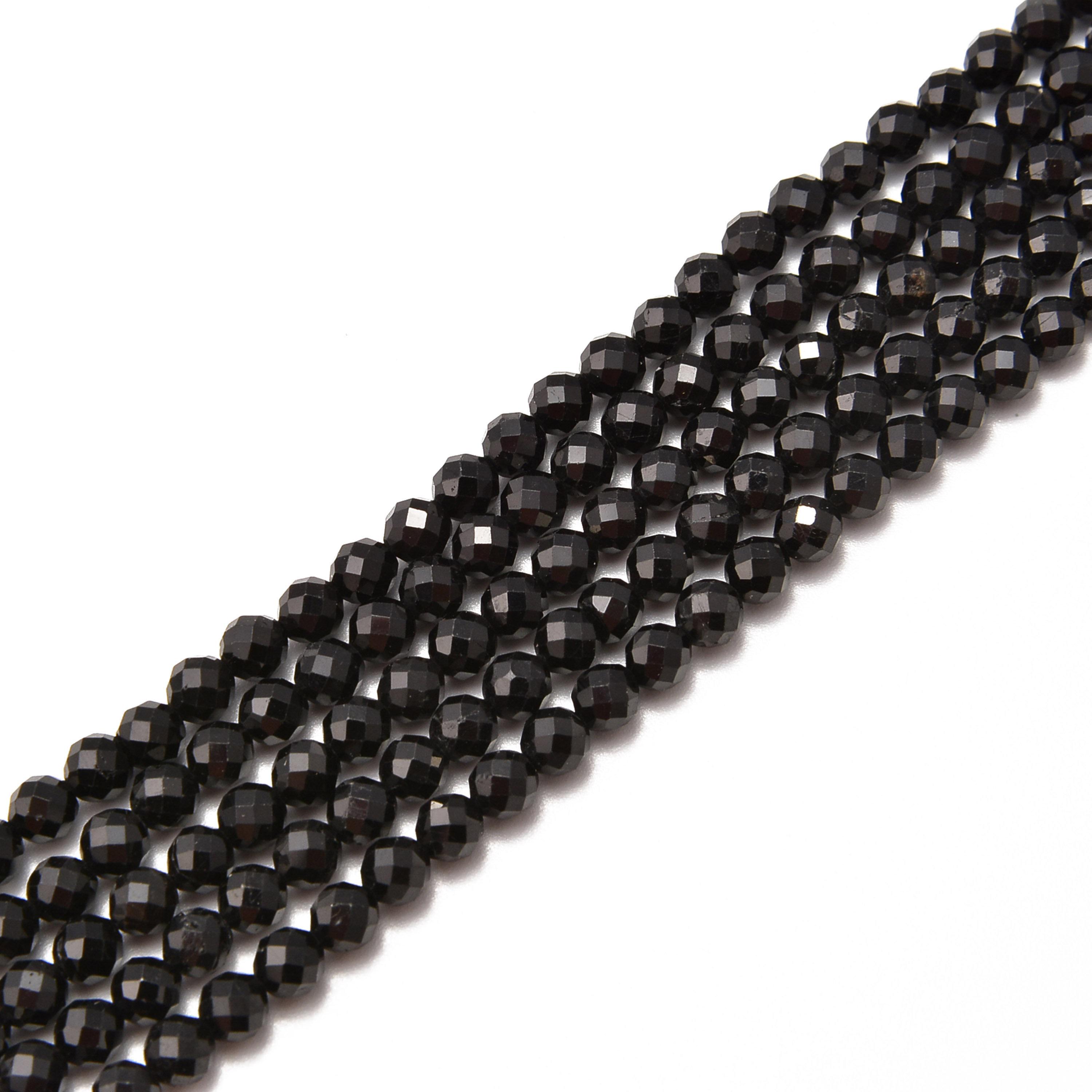 Black Tourmaline Faceted Round Beads 2mm 3mm 4mm 5mm 15.5" Strand Black Tourmaline Faceted Round Beads 2mm 3mm 4mm 5mm 15.5" Strand