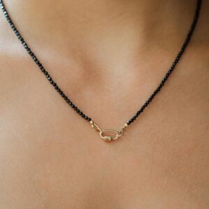14K GOLD Black Tourmaline Necklace | black Tourmaline choker [ENBM1778] Dainty black beaded gemstone necklace | *BS *G