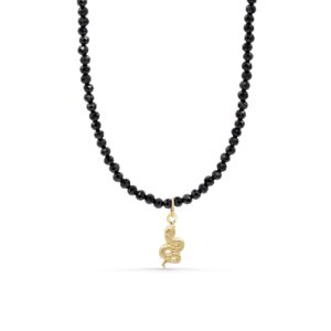 14K black tourmaline snake necklace | black tourmaline choker |  black tourmaline necklace | black tourmaline choker | black gold jewelry