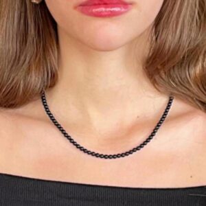 Aaa Black Tourmaline Necklace / / Emf Protection Shield - Grounding Crystals - Root Chakra Support - 4mm Beads