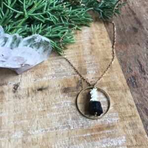 Black Tourmaline And Snake Vertebrae Layering Necklace
