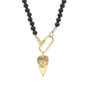 Black Tourmaline Carabiner Necklace  | AAA Black Tourmaline Choker [ENTP1054] | Black Tourmaline gold jewelry | Healing Black Tourmaline *G