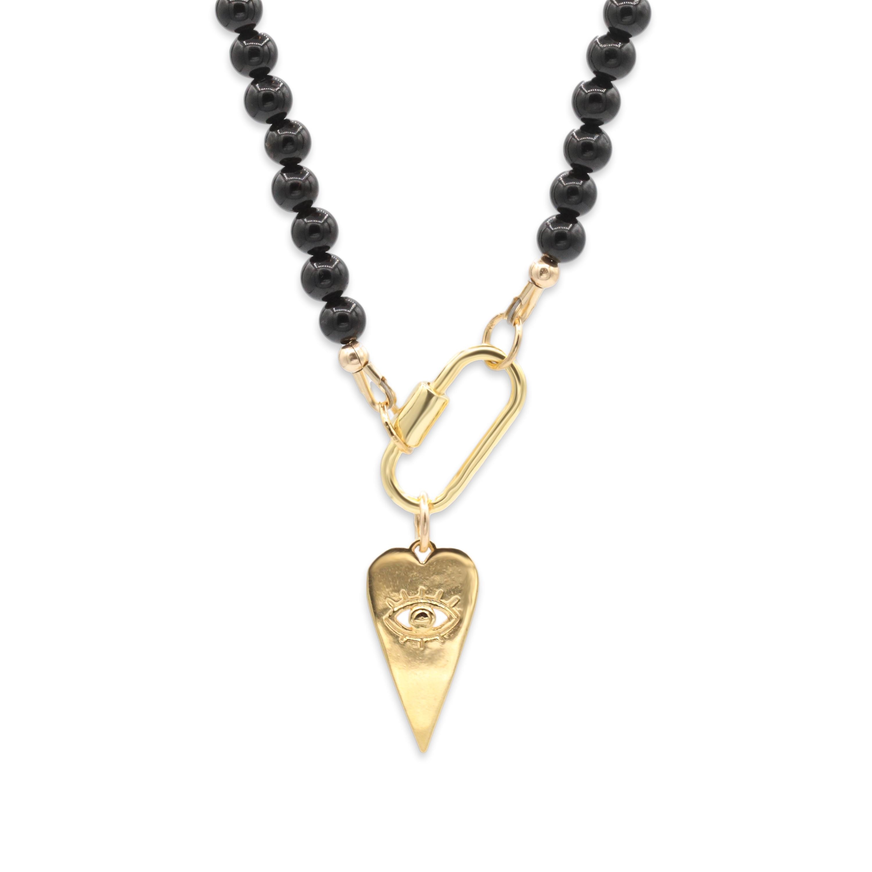 Black Tourmaline Carabiner Necklace  | Aaa Black Tourmaline Choker [entp1054] | Black Tourmaline Gold Jewelry | Healing Black Tourmaline *g