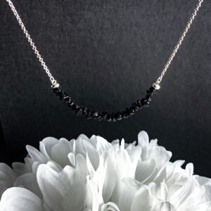 Black Tourmaline Choker Necklace Silver Chain Raw Tourmaline Crystal Jewelry Grounding Gifts For Mom Gift For Mom