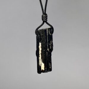 Black Tourmaline Crystal Cord Necklace: 30' Adjustable Gemstone Necklace