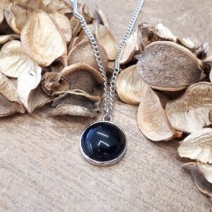 Tourmaline Necklace For Woman - Round Tourmaline Gemstone - Circle Tourmaline Charm - Black Tourmaline Jewelry - Round Tourmaline Necklace