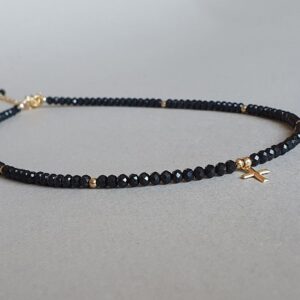 Gold Cross Black Tourmaline Necklace: Protection Jewelry Gift