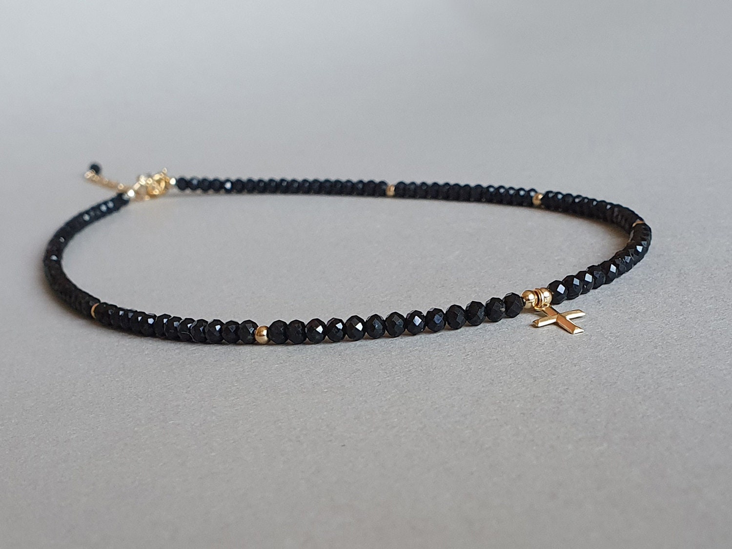 Gold Cross Black Tourmaline Necklace: Protection Jewelry Gift