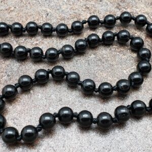Black Tourmaline Hand Knotted Necklace With Lobster Claw Clasp