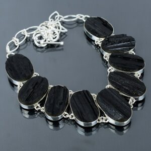 Handmade Black Tourmaline 925 Sterling Silver Necklace - Boho Gemstone Jewelry