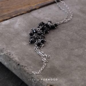 Oxidized Sterling Silver and Black Tourmaline - Necklace