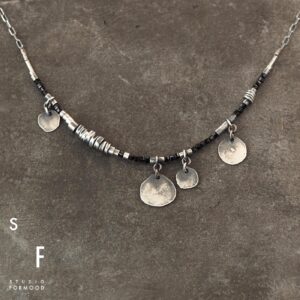 Black Tourmaline Necklace: Oxidized Sterling Silver, Delicate Handmade Jewelry
