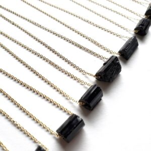 Petite Raw Black Tourmaline Gemstone Necklace, Metaphysical Natural Gem Jewelry Shop, Unique Stone Gifts for Her, Ready to Ship from Seattle
