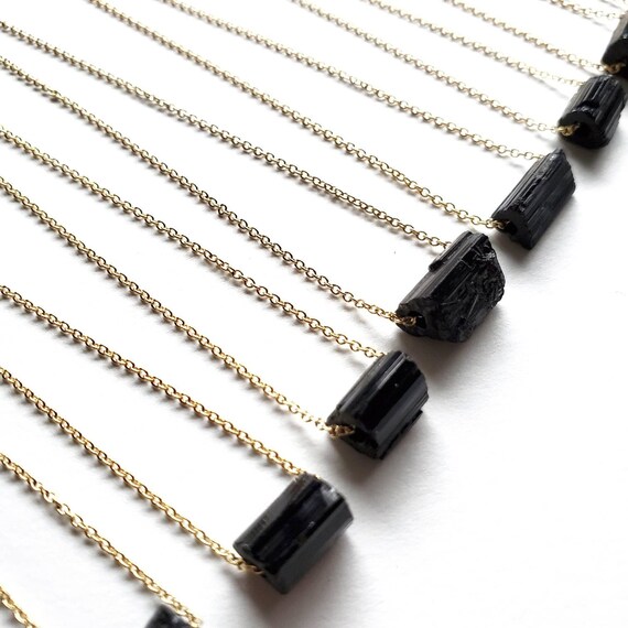 Petite Raw Black Tourmaline Gemstone Necklace, Metaphysical Natural Gem Jewelry Shop, Unique Stone Gifts For Her, Ready To Ship From Seattle