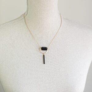 Raw Black Tourmaline Necklace: Gold, Silver, October Birthstone