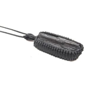Raw Black Tourmaline Necklace: Macrame Crystal Healing Stone