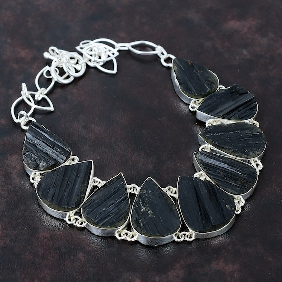 Black Tourmaline Necklace: Rough Gemstone, 925 Sterling Silver, Adjustable Chain Black Tourmaline Necklace: Rough Gemstone, 925 Sterling Silver, Adjustable Chain