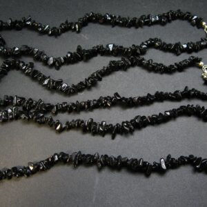 Set Of Three Black Tourmaline Schorl Free Form Bead Necklace From Brazil - 17.5"