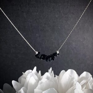 Black Tourmaline Stone Necklace For Confidence, October Birthstone Black Tourmaline Necklace Or Choker,libra Birthday Emf Protection Jewelry