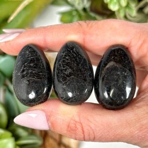 Black Tourmaline Teardrop Necklace | 13g | - No. 280 (polished Crystal Pendant Jewelry, Root Chakra, Grounding)